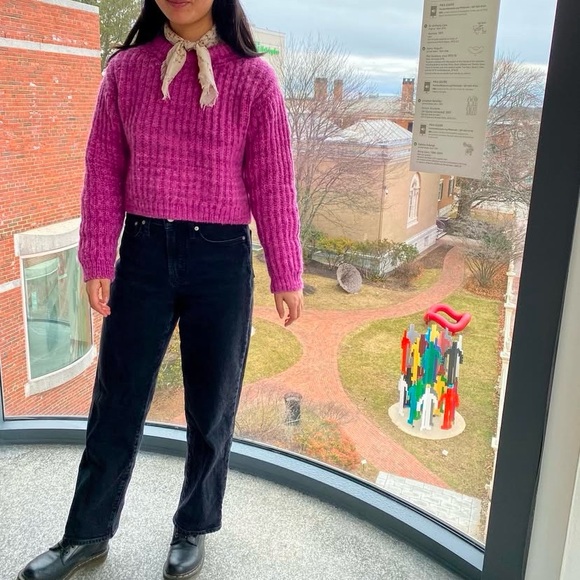 Handmade Pink Ribbed Cropped Sweater - Picture 4 of 6